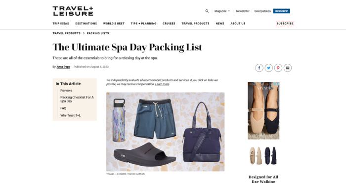 An image showing an article published entitled The Ultimate Spa Day Packing L... [c2074f]