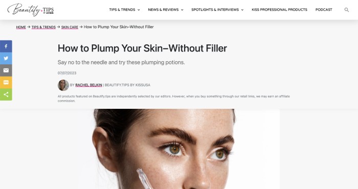 An image featuring a Beauty article entitled "How to Plump Your Skin-Without ... [511004]