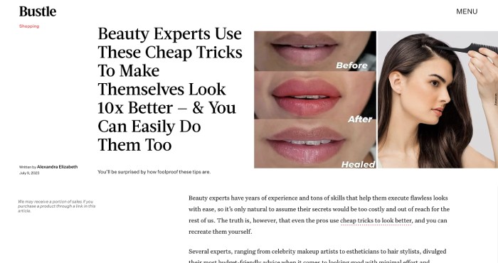 An image featuring a blod entitled: "Beauty Experts Use These Cheap Tricks to... [fa24f7]