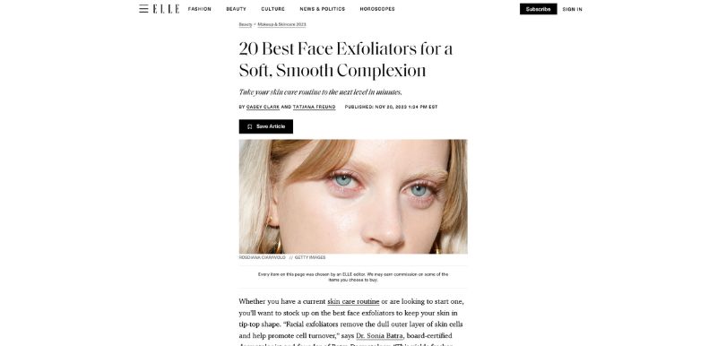 An image featuring an Elle blog: 20 Best Face Exfoliators for a Soft, Smooth ... [b70184]
