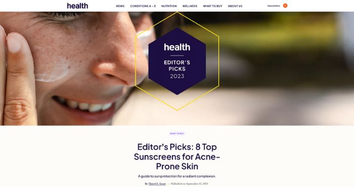An image showing a banner of a blog entitled, Editor's Picks: 8 Top Sunscreen... [2cfaf6]