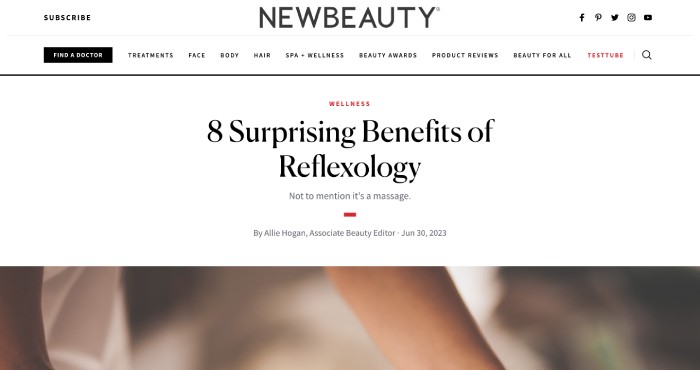 An image featuring a NewBeauty article entitled "8 Surprising Benefits of Ref... [1c3a7e]