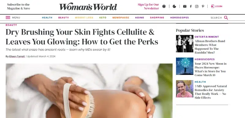 An image featuring Woman's World blog: Dry Brushing Your Skin Fights Cellulit... [b65f13]