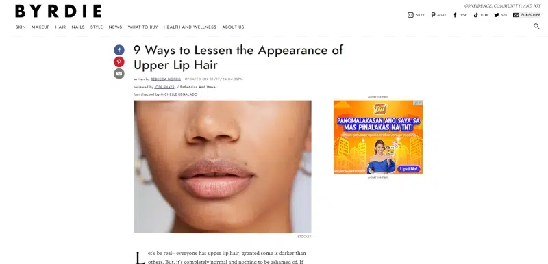 An image featuring Byrdie blog: 9 Ways to Lessen the Appearance of Upper Lip ... [c88df9]