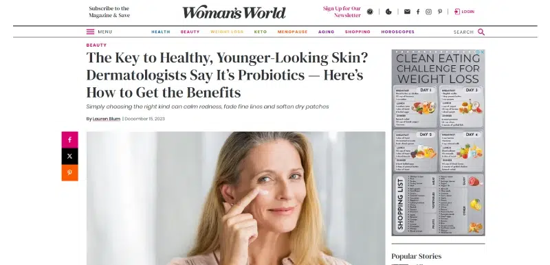 An image featuring a Woman's World blog: The Key to Healthy, younger-looking ... [35847c]